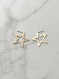 Brushed Gold Flat Star Earrings 