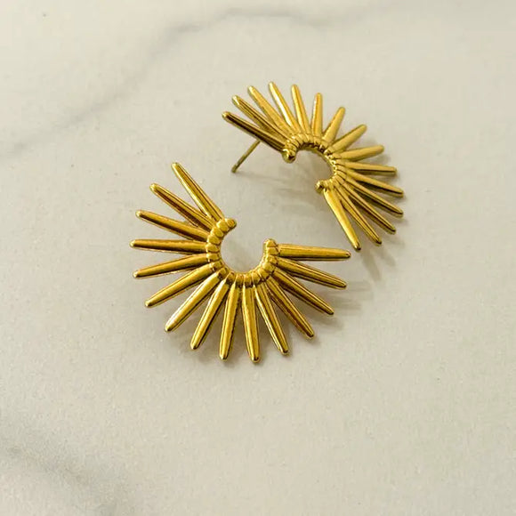 Dario Spike Shaped Stainless Steel Stud Earrings 