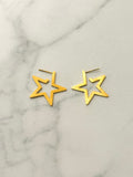Brushed Gold Flat Star Earrings 