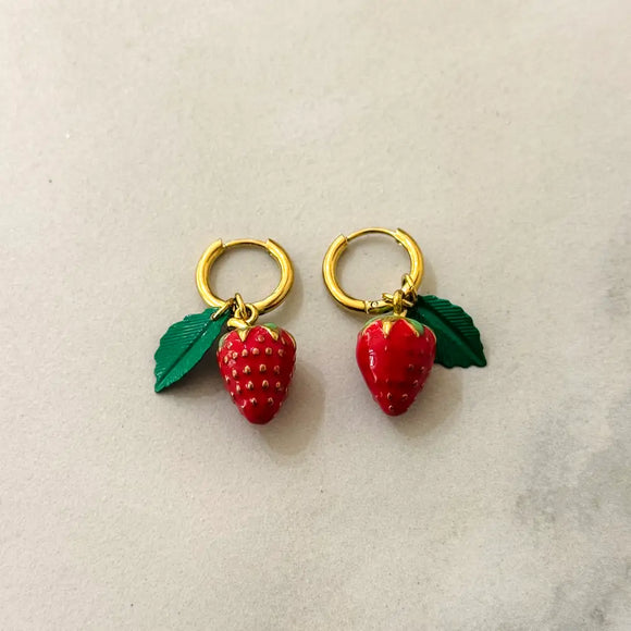 Strawberry Hoop Earrings
