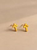 Minimal Cross Stud Earrings
