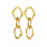 Triple Gap Hammered Gold Dangle Earrings
