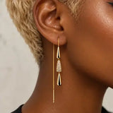 Triple Drops Fineline Dangle Earrings