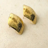 Floral Motiffed Square Form Stainless Steel Stud  Earrings