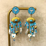 Nazar Evil Eye Bohem Stainless Steel Dangle Earrings