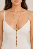 Akasha Long Ball Chain Necklace w Mineral Stones