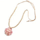 Sitges Bohem Shell Charm Necklace w Mineral Stones