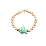 Elastic Ceramic Fish Bracelet w Mineral Stones