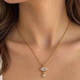 Makis Geometric Necklace W Zirconium Stones