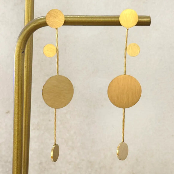 Bubble Tree Brushed Gold Dangle Earrings