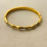 Bamboo Stainless Steel Cuff Bracelet w Zirconium Stones