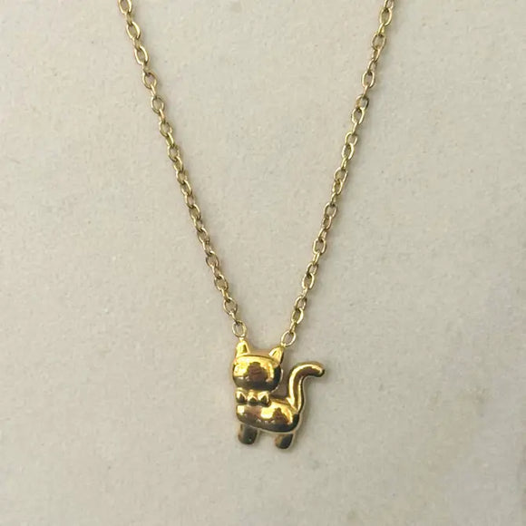 Kitten With The Tie Bow Waterproof Necklace 