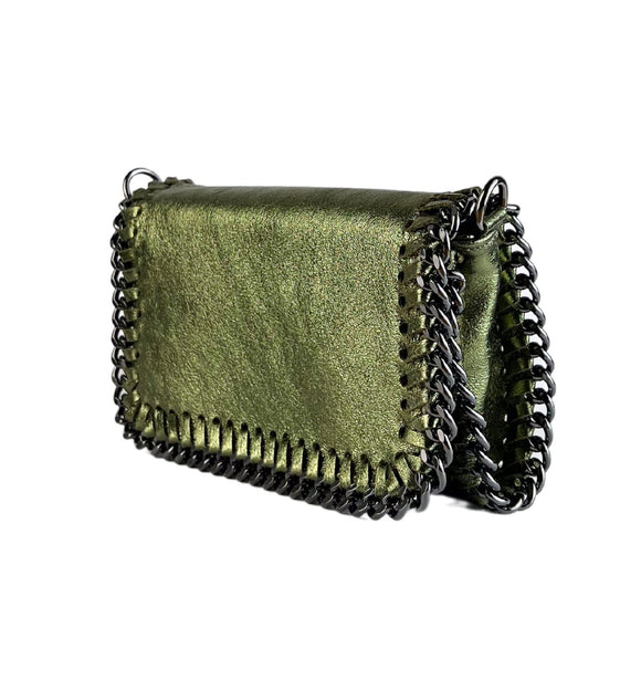 CASSETTE - Hyper Leather Crossbody Bag Metallic Green