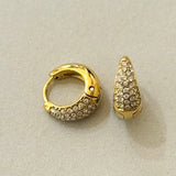 Elois Stainless Steel Hoop Earrings w Zirconium Stones