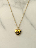 Minimal Heart Necklace w White Zirconia