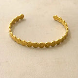 Dots Scratched Gold Stainless Steel Bangle Bracelet