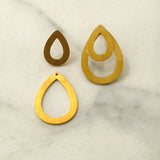 Double Drops Brushed Gold Stud Earrings  