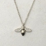 The Bee Necklace w White Zirconias