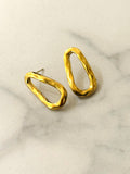 Hammered Gold Big Gap Stud Earrings  