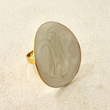 Clouds Stainless Steel Enamel Adjustable Ring