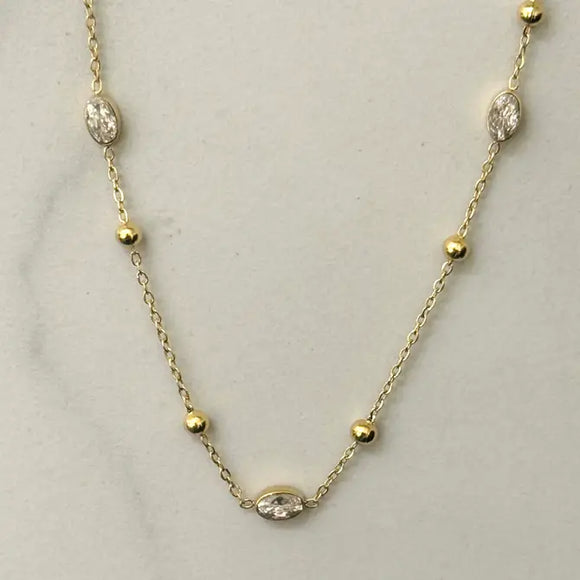 Livy Fineline Necklace w Zirconium Stones 