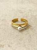 Victoria Pearl Look Stainless Steel Ring