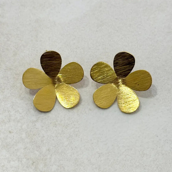 Brushed Gold Floral Earrings 