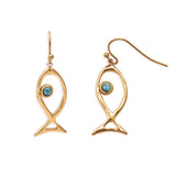 Fish Earrings w Mineral Stones