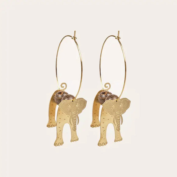 3D Elephant Hoop Earrings