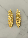 Wheat Ear Hammered Gold Earrings 
