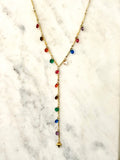 Mija Long Necklace w Multicolor Zirconias
