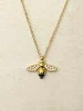 The Bee Necklace w White Zirconias