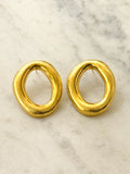 Big Gap Brushed Gold Waterproof Stud Earrings
