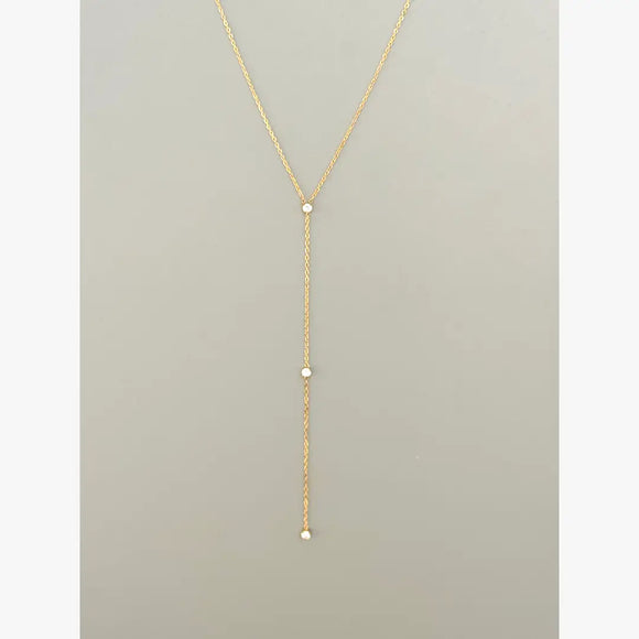 Minimal Thin Chain Necklace w Zirconium Stones