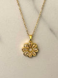 Sude Floral Necklace w White Zirconias  