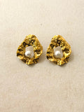 Ela Hammered Gold Stud Earrings