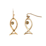 Fish Earrings w Mineral Stones