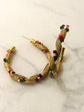 Woven  Hoop Earrings w Multicolor Crystals