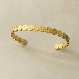 Dots Scratched Gold Stainless Steel Bangle Bracelet