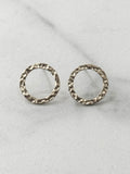 Minimal Hammered Gold Round Stud Earrings