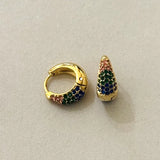 Elois Stainless Steel Hoop Earrings w Zirconium Stones