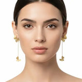 Brushed Gold Butterfly Dangle Earrings