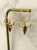 Bull Skull Stainless Steel Dangle Earrings 