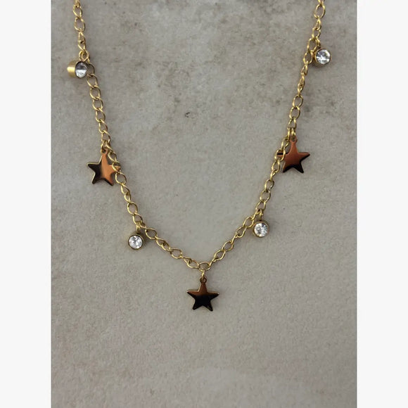 Star Waterproof Anklet w White Zirconias