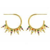 Spike Hoop Earrings W Multicolor Zirconias