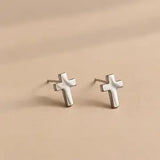 Minimal Cross Stud Earrings