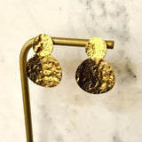 Hammered Gold Round Dangle Earrings