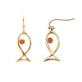Fish Earrings w Mineral Stones