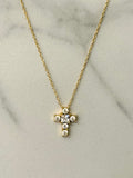 Minimal Cross Necklace w White Zirconias 