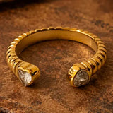 Double Love Ring W Heart Shaped Zirconium Stones